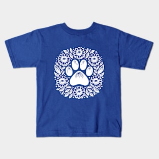 White Paw print, minimal style, pet lovers, animal lovers Kids T-Shirt
